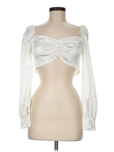 Pre-owned Prettylittlething Long Sleeve Blouse In Silver