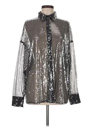 Pre-owned Prettylittlething Long Sleeve Blouse In Silver