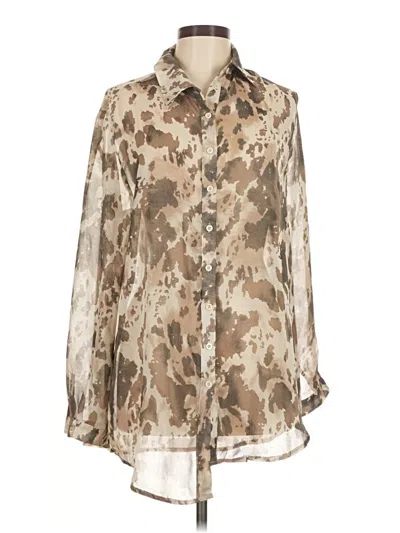 Pre-owned Prettylittlething Long Sleeve Blouse In Tan