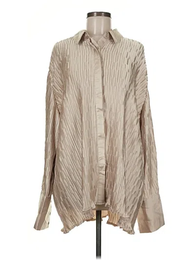 Pre-owned Prettylittlething Long Sleeve Blouse In Tan