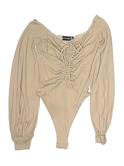 Pre-owned Prettylittlething Long Sleeve Blouse In Tan