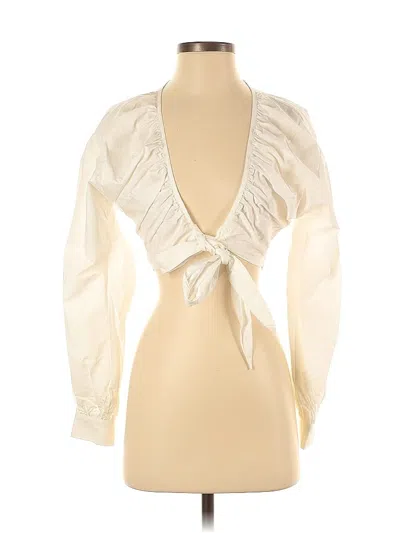 Pre-owned Prettylittlething Long Sleeve Blouse In White