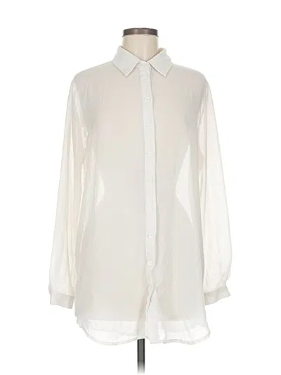 Pre-owned Prettylittlething Long Sleeve Blouse In White
