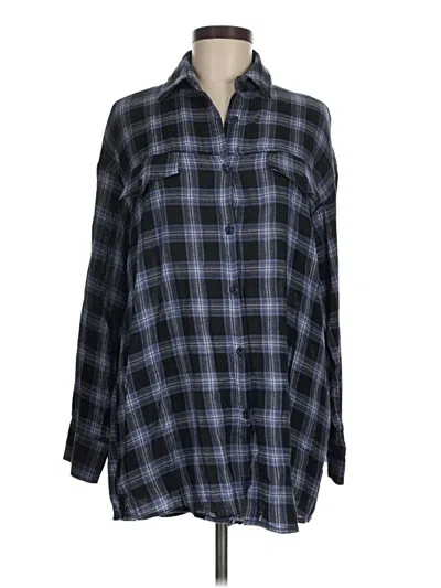 Pre-owned Prettylittlething Long Sleeve Button Down Shirt In Blue