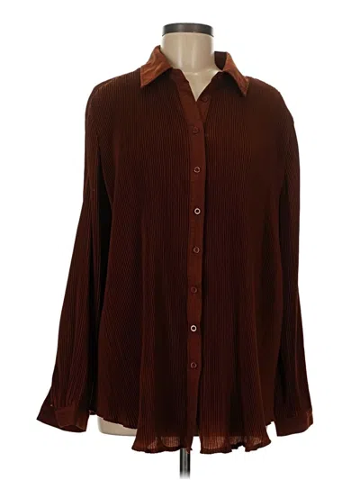 Pre-owned Prettylittlething Long Sleeve Button Down Shirt In Brown
