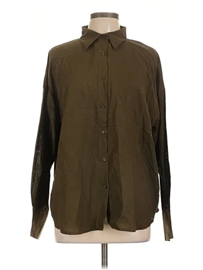 Pre-owned Prettylittlething Long Sleeve Button Down Shirt In Brown