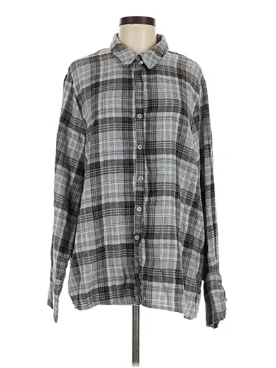 Pre-owned Prettylittlething Long Sleeve Button Down Shirt In Gray