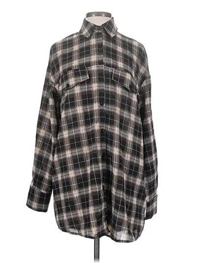 Prettylittlething Long Sleeve Button Down Shirt In Gray