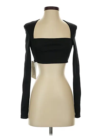 Prettylittlething Long Sleeve Top Black Halter Neckline Tops