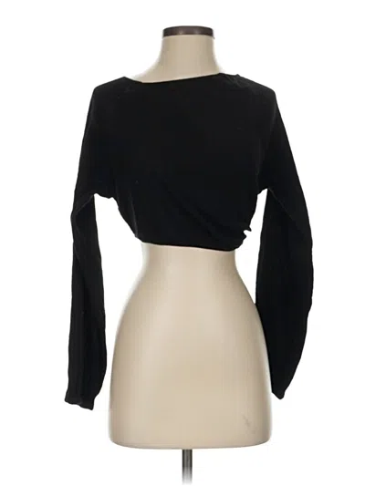 Pre-owned Prettylittlething Long Sleeve Top Black One Shoulder Neckline Tops