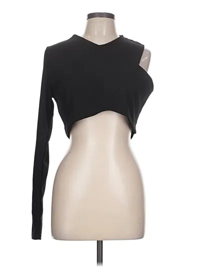 Pre-owned Prettylittlething Long Sleeve Top Black One Shoulder Neckline Tops