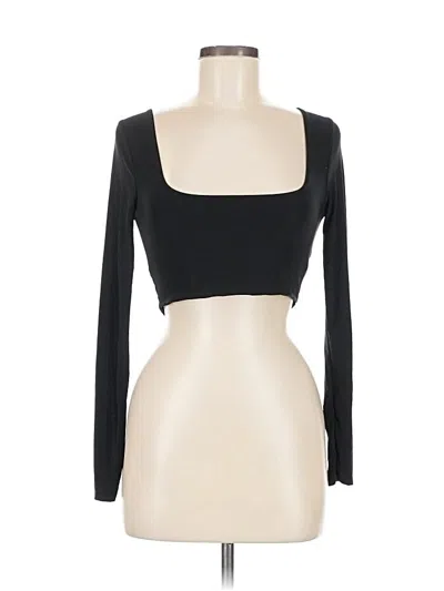 Pre-owned Prettylittlething Long Sleeve Top Black Square Neckline Tops