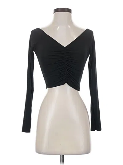 Pre-owned Prettylittlething Long Sleeve Top Black Sweetheart Neckline Tops