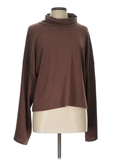 Pre-owned Prettylittlething Long Sleeve Top Brown Turtleneck Tops