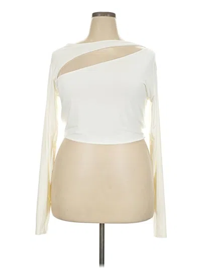 Pre-owned Prettylittlething Long Sleeve Top Ivory One Shoulder Neckline Tops