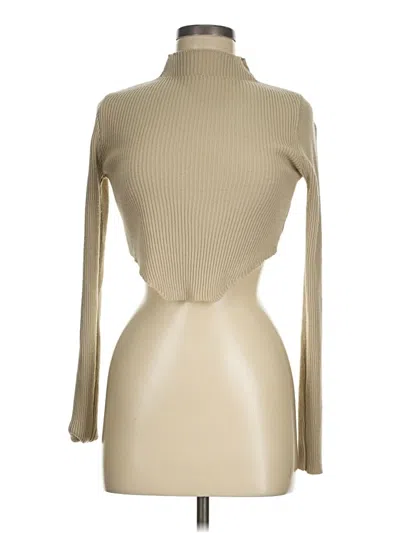 Pre-owned Prettylittlething Long Sleeve Top Tan Turtleneck Tops