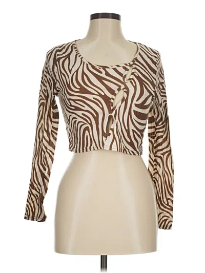 Pre-owned Prettylittlething Long Sleeve T-shirt In Brown