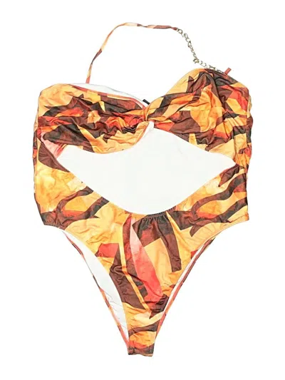 Pre-owned Prettylittlething One Piece Swimsuit In Orange
