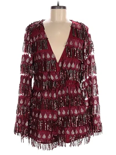 Pre-owned Prettylittlething Romper In Burgundy