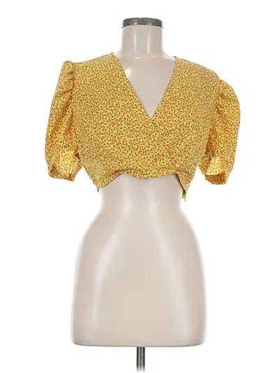 Pre-owned Prettylittlething Short Sleeve Blouse In Yellow