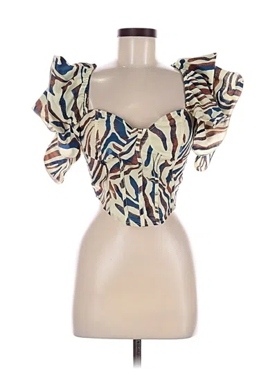 Pre-owned Prettylittlething Short Sleeve Top Green Sweetheart Neckline Tops