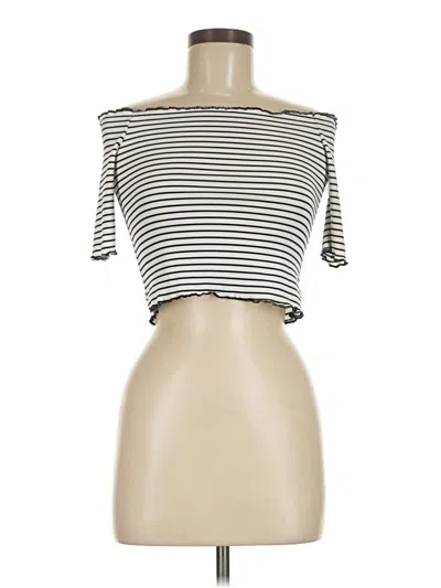 Pre-owned Prettylittlething Short Sleeve Top Ivory Boatneck Tops