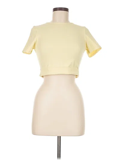 Pre-owned Prettylittlething Short Sleeve Top Yellow Keyhole Neckline Tops