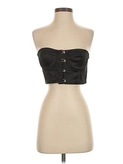 Pre-owned Prettylittlething Sleeveless Top Black Strapless Neckline Tops