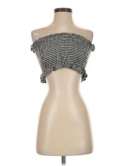 Pre-owned Prettylittlething Sleeveless Top Gray Strapless Neckline Tops