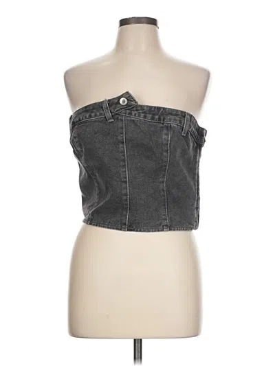 Prettylittlething Sleeveless Top Gray Strapless Neckline Tops