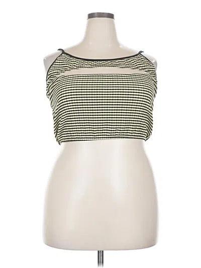 Pre-owned Prettylittlething Sleeveless Top Green Strapless Neckline Tops