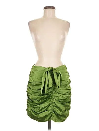 Pre-owned Prettylittlething Sleeveless Top Green Strapless Neckline Tops