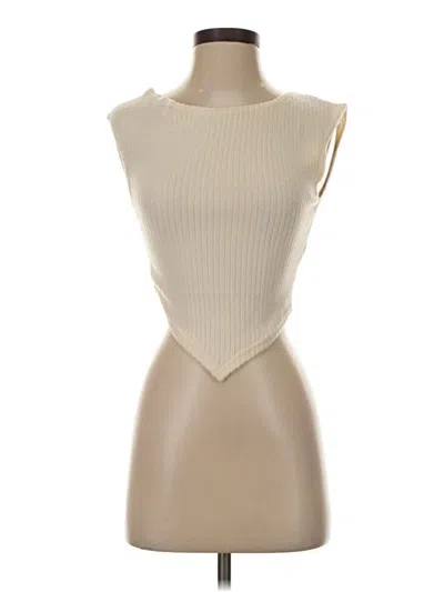 Pre-owned Prettylittlething Sleeveless Top Ivory Boatneck Tops