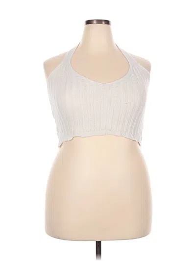 Pre-owned Prettylittlething Sleeveless Top Silver Halter Neckline Tops