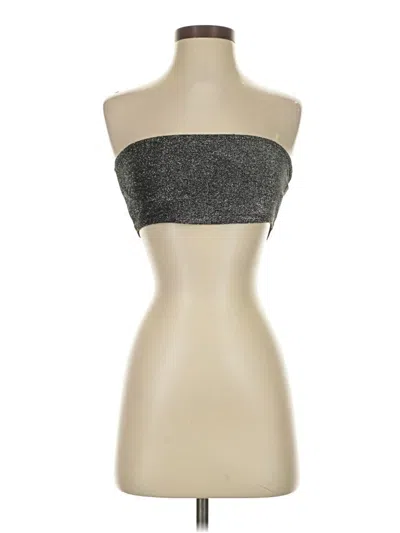 Pre-owned Prettylittlething Sleeveless Top Silver Strapless Neckline Tops