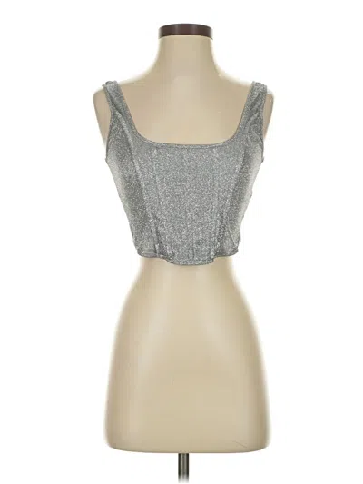 Pre-owned Prettylittlething Sleeveless Top Silver Sweetheart Neckline Tops
