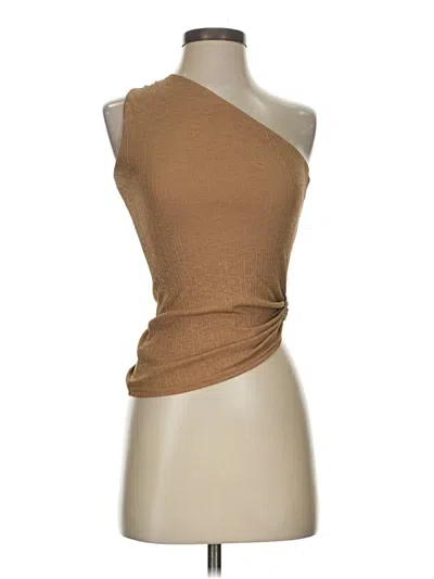 Pre-owned Prettylittlething Sleeveless Top Tan One Shoulder Neckline Tops