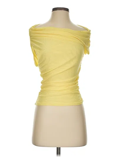 Pre-owned Prettylittlething Sleeveless Top Yellow One Shoulder Neckline Tops
