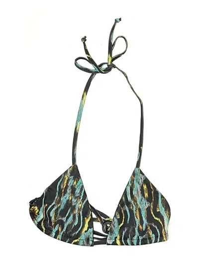 Pre-owned Prettylittlething Swimsuit Top Blue Animal Print Pattern Swimwear