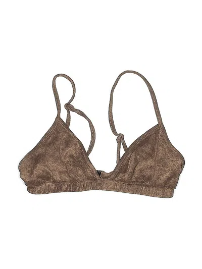 Pre-owned Prettylittlething Swimsuit Top Brown Swimwear