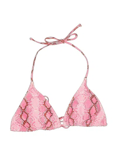 Pre-owned Prettylittlething Swimsuit Top Pink Animal Print Pattern Swimwear