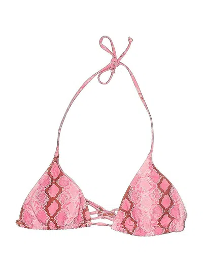 Pre-owned Prettylittlething Swimsuit Top Pink Animal Print Pattern Swimwear