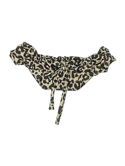 Prettylittlething Swimsuit Top Tan Animal Print Pattern Swimwear