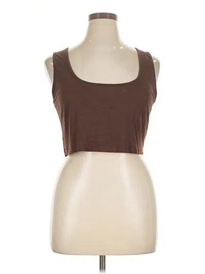 Pre-owned Prettylittlething Tank Top Brown Strapless Neckline Tops