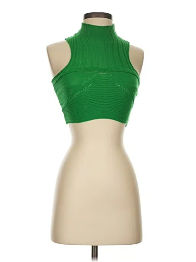 Pre-owned Prettylittlething Tank Top Green Halter Neckline Tops