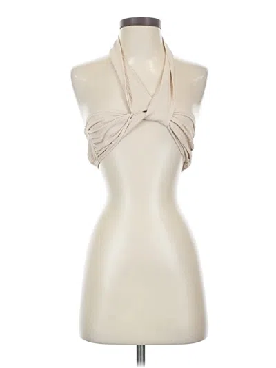 Pre-owned Prettylittlething Tank Top Ivory Halter Neckline Tops In White