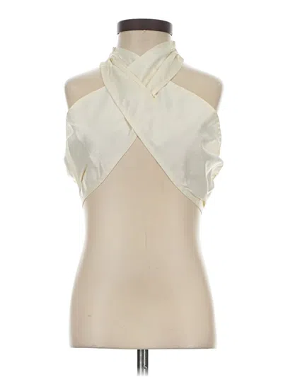 Pre-owned Prettylittlething Tank Top Ivory Halter Neckline Tops In White
