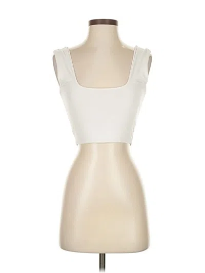 Pre-owned Prettylittlething Tank Top Ivory Strapless Neckline Tops In White