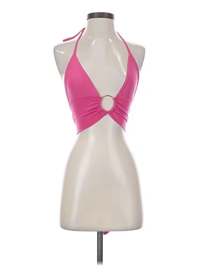 Pre-owned Prettylittlething Tank Top Pink Halter Neckline Tops