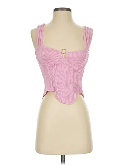 Pre-owned Prettylittlething Tank Top Pink Strapless Neckline Tops